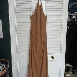Tan halter midi dress